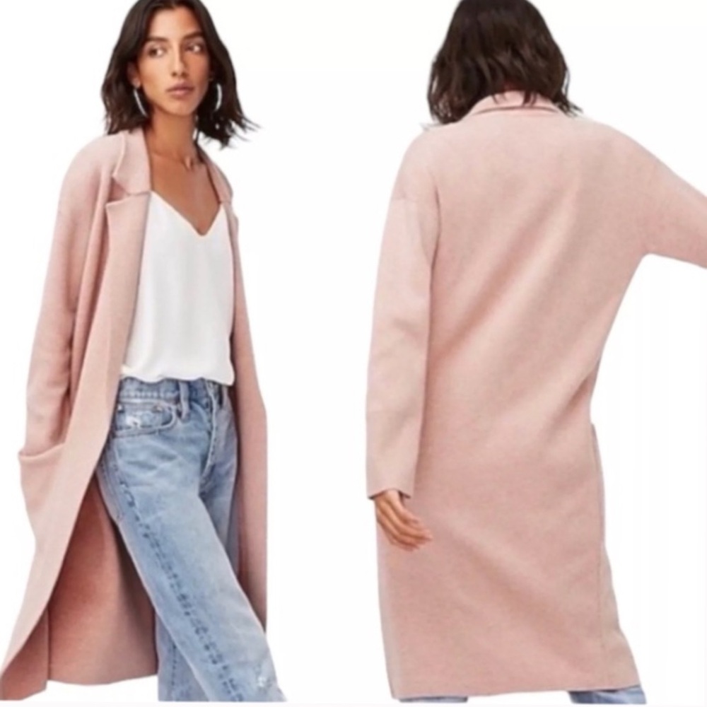 J.Crew Ella Wool Blend Open Front Sweater Blazer Cardigan Hthr Blossom Blush  XS